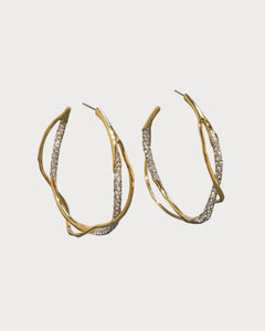 ALEXIS BITTAR Intertwined Two Tone Pave Hoop Earring | Earrings (Multicolor)