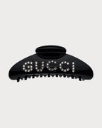 GUCCI 'GUCCI' Hair Clip with Crystals | 古馳 髮夾 (Black)