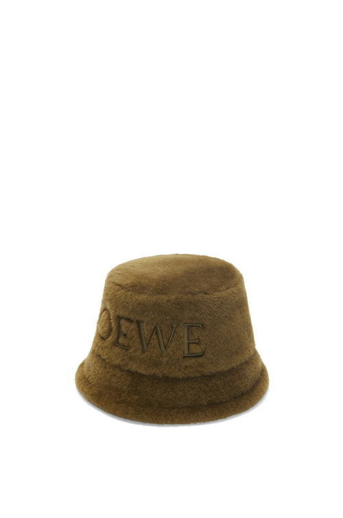 LOEWE Shearling Bucket Hat | 羅意威 羊毛帽 (Dark Khaki Green)