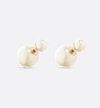 CHRISTIAN DIOR Dior Tribales Earrings Gold-Finish Metal and White Resin Pearls | Dior Pearl Earrings (Gold)