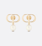 CHRISTIAN DIOR Petit CD Earrings Gold-Finish Metal and White Resin Pearls | 迪奧 耳環 (金色)