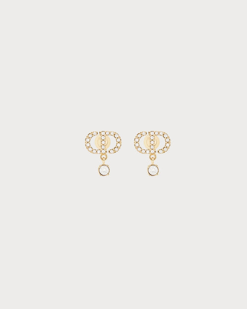 CHRISTIAN DIOR Petit CD Earrings Gold-Finish Metal and Silver-Tone Crystals | 迪奥耳环(金色)