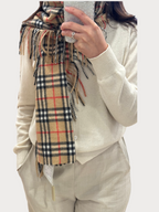 BURBERRY Washed Vintage Check Cashmere Scarf(Archive Beige)