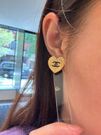 CHANEL Gold Heart CC Earrings | Chanel Earrings (Gold)