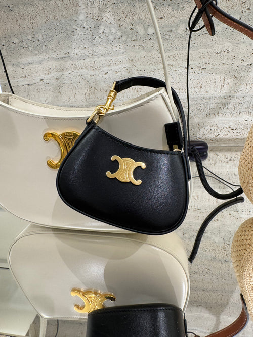 CELINE Micro Tilly in Shiny Calfskin | Celine Micro Tilly Bag Charm (Black)