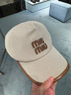 MIU MIU Canvas and Leather Baseball Cap | 繆繆 棒球帽 (米色)