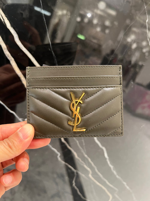 YSL SAINT LAURENT Lambskin Card Case | 聖羅蘭 羊皮卡套 (Light Musk)