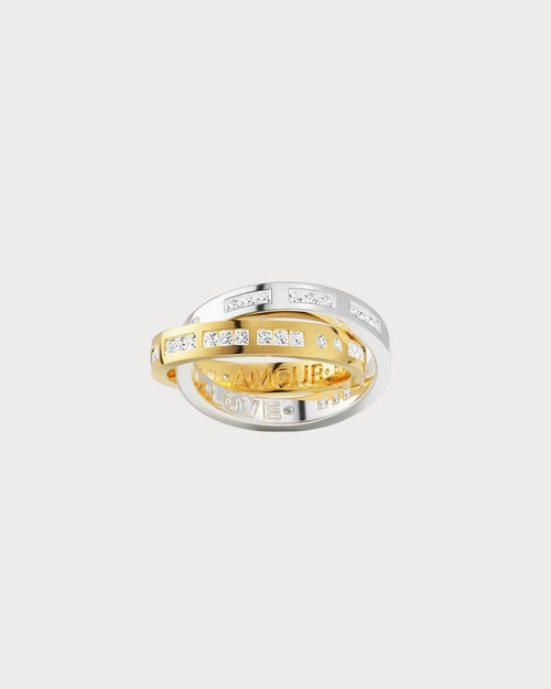 APM MONACO A21520XRH Intertwined Amour Love Morse Code Ring | 交织爱恋摩斯密码戒指 (银金色) - LondonKelly 英国名牌代购