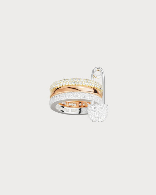 APM MONACO A22271XTRH Love, Smile, Bonheur Triple Hoop Safety Pin Ring | 三环安全别针戒指 (银色金色及玫瑰金) - LondonKelly 英国名牌代购