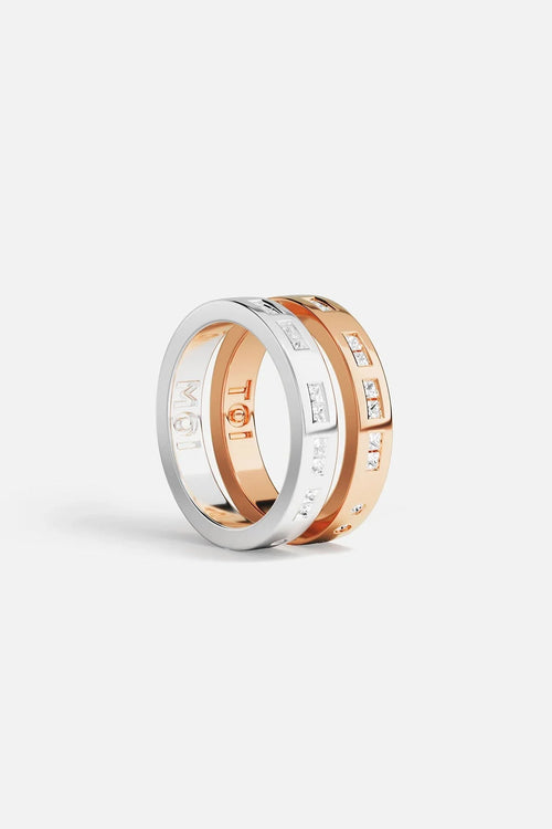 APM MONACO A22763OXP TOI MOI Morse Code Rings | 摩斯密碼戒指 (銀色與玫瑰金) - LondonKelly 英國名牌代購