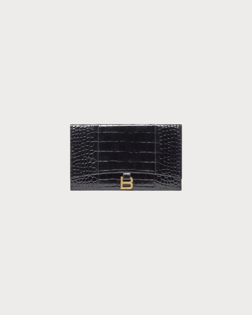 BALENCIAGA Hourglass Flat Pouch with Flap | 巴黎世家 手袋 (黑色) - LondonKelly 英國名牌代購