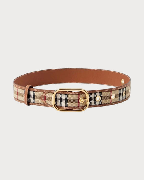 BURBERRY Check and Leather Belt | 博柏利 皮带 (4CM/啡色) - LONDONKELLY 英国名牌代购