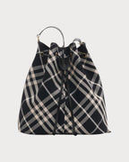 BURBERRY Check Bucket Bag Black Canvas & Leather(Medium/Black) - LONDONKELLY 英國名牌代購