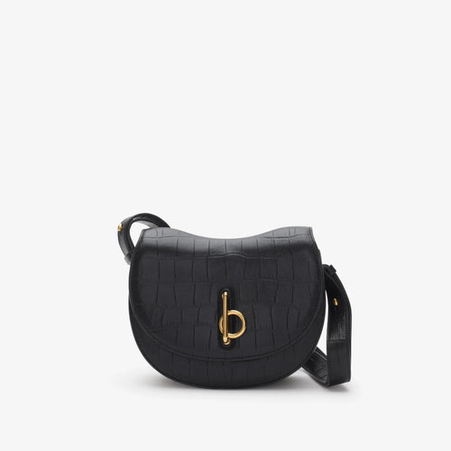 BURBERRY Small Rocking Horse Bag Croc - Effect Black | 博柏利 鱷魚壓紋手袋 (細碼/黑色) - LondonKelly 英國名牌代購