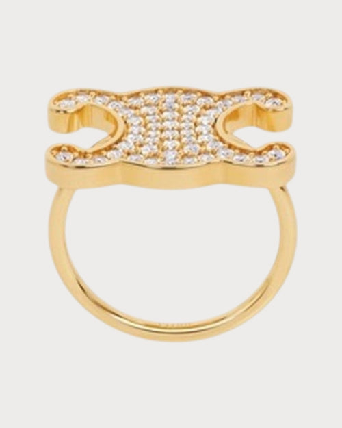 CELINE Triomphe Rhinestone Ring | 賽琳 凱旋門戒指 (金色)