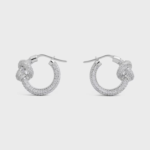 CELINE Knot Sparkle Hoops | 賽琳 耳環 (銀色) - LondonKelly 英國名牌代購