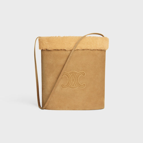 CELINE Men's Bucket In Suede Calfskin And Shearling | 賽琳 男仕手袋 (啡色) - LondonKelly 英國名牌代購