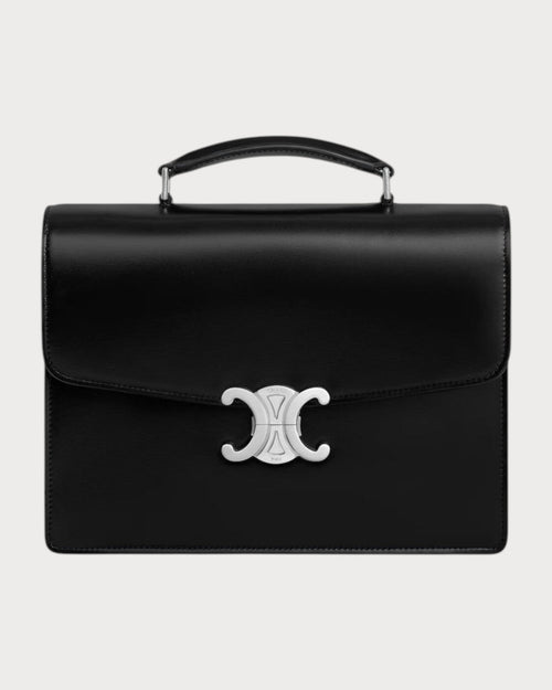 CELINE Men's Small Cartable Triomphe In Shiny Calfskin (Black) | 赛琳 男仕TRIOMPHE亮泽牛皮革小号公文袋 (黑色) - LONDONKELLY 英国名牌代购