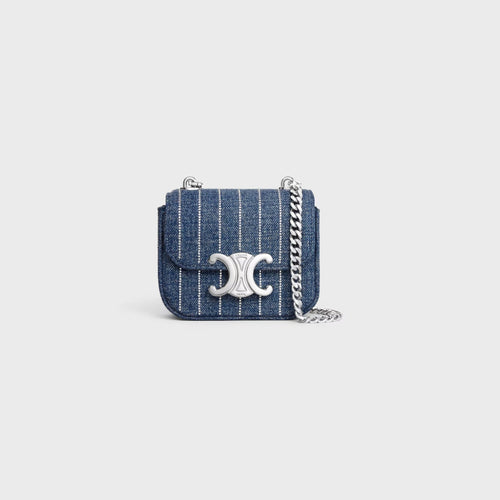 CELINE Mini Chain Claude In Striped Denim | 賽琳 迷你手袋 (牛仔藍) - LondonKelly 英國名牌代購