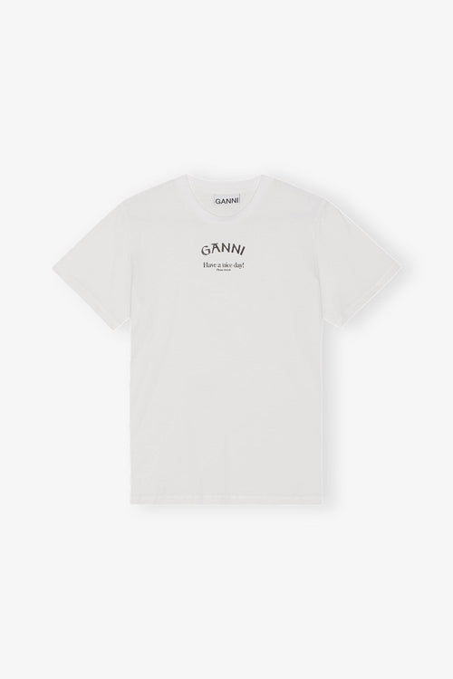 GANNI White Relaxed O - neck T-shirt | 短袖上衣 (白色) - LondonKelly 英國名牌代購