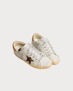 GOLDEN GOOSE Women's Super - Star in nappa leather with pony skin star and suede heel tab | 黃金鵝 女款 Super - Star 採用納帕皮革,搭配小馬皮星星與麂皮後跟標籤(煙草色) - LondonKelly 英國名牌代購