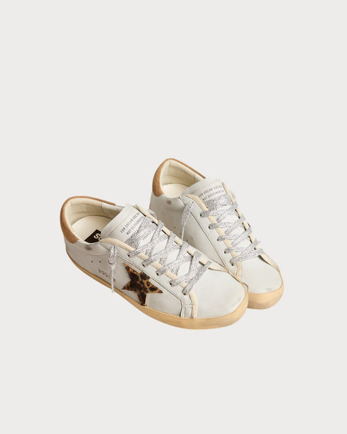 GOLDEN GOOSE Women's Super - Star in nappa leather with pony skin star and suede heel tab | 黃金鵝 女款 Super - Star 採用納帕皮革,搭配小馬皮星星與麂皮後跟標籤(煙草色) - LondonKelly 英國名牌代購