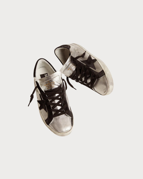 GOLDEN GOOSE Women's Super - Star in silver leather with contrasting inserts - LondonKelly 英國名牌代購