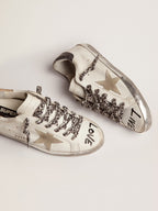GOLDEN GOOSE Women's Super - Star in white leather with gray suede star | 金鹅 女款 Super - Star 白色皮革搭配灰色麂皮星星(白色) - LondonKelly 英国名牌代购