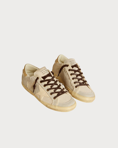GOLDEN GOOSE Women's Super - Star LTD in canvas with TPU star and leather heel tab | 黄金鹅 女款 Super - Star LTD 帆布款,搭配 TPU 星星与皮革后跟标签(白色) - LondonKelly 英国名牌代购
