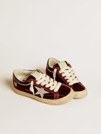 GOLDEN GOOSE Women’s Super - Star LTD in velvet with metallic leather star and heel tab | 黃金鵝 女款 Super - Star LTD 絨布款,搭配金屬皮革星星與後跟標籤(紅寶石絨布) - LondonKelly 英國名牌代購