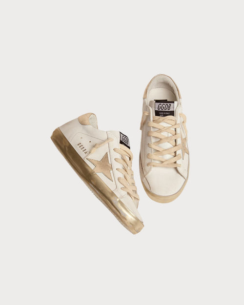 GOLDEN GOOSE Women's Super - Star with gold sparkle foxing and metal stud lettering | 黃金鵝 女款 Super - Star 搭配金色閃亮鞋邊與金屬鉚釘字母(白色) - LondonKelly 英國名牌代購