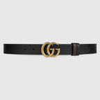 GUCCI Reversible Belt with Double G Buckle | 古馳 皮帶 (3CM/黑啡色) - LondonKelly 英國名牌代購
