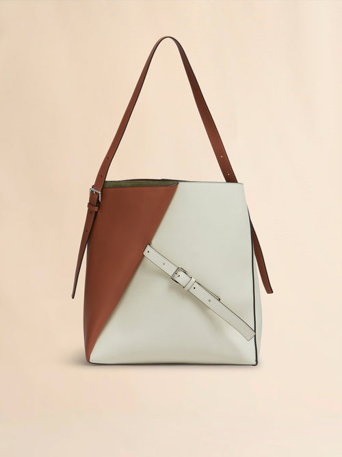 MARNI Brown and White Leather Reverse Hobo Bag | 瑪尼 腋下袋 (啡白色) - LondonKelly 英國名牌代購