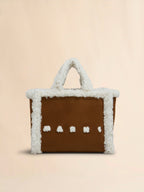 MARNI Brown Suede Handbag with White Shearling Trim | 瑪尼 手袋 (啡色) - LondonKelly 英國名牌代購