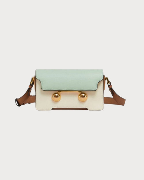 MARNI Green Cream and Brown Leather Trunkaroo Shoulder Bag(Mini/Green) - LONDONKELLY 英国名牌代购