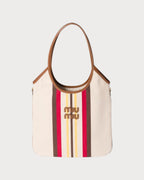 MIU MIU Ivy Canvas and Leather Bag | 缪缪 腋下袋 (啡白色) - LONDONKELLY 英国名牌代购