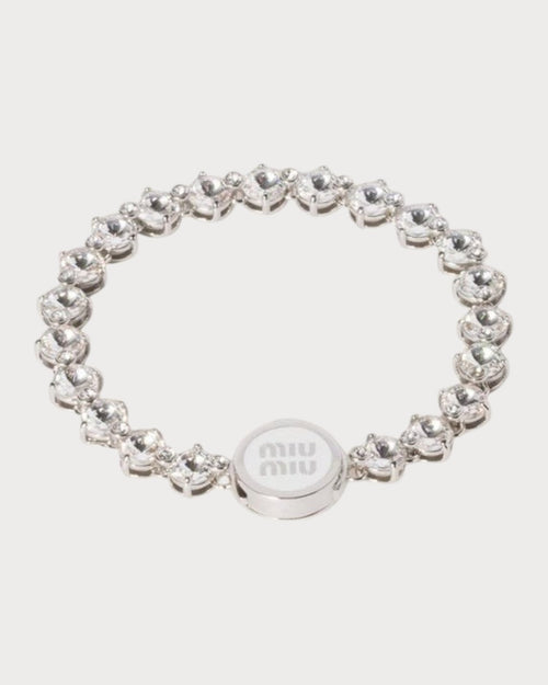 MIU MIU Metal Bracelet with Crystals | 缪缪 水晶手链 (银色) - LONDONKELLY 英国名牌代购