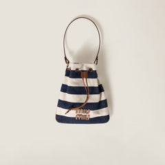 MIU MIU Striped Fabric Drawstring Pouch | 繆繆 手袋 (藍白色) - LondonKelly 英國名牌代購