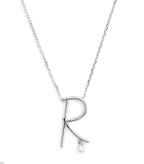 PERSEE White Gold and Diamond Alphabet R Necklace | 白金鑽石字母項鍊 (白金) - LondonKelly 英國名牌代購