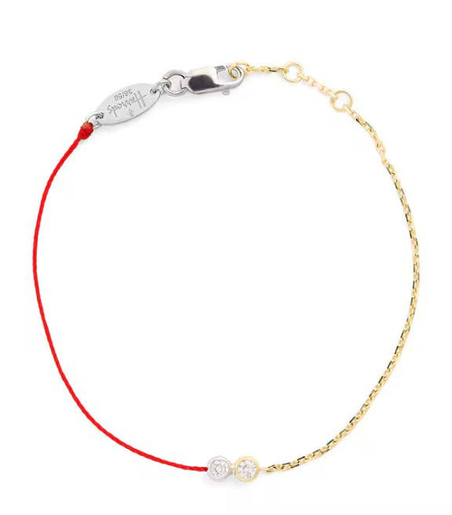 REDLINE 20th Anniversary Two - Tone Gold and Diamond Half - Thread Bracelet | 紅繩 手鏈 (紅色) - LondonKelly 英國名牌代購