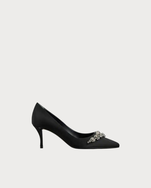 ROGER VIVIER Efflorescence Pumps in satin | RV 緞面高跟鞋 (黑色) - LondonKelly 英國名牌代購