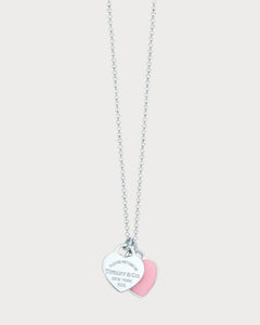 TIFFANY & CO. Return to Tiffany Pink Double Heart Tag Pendant in Silver | 蒂芙尼 心心颈链 (粉红色) - LONDONKELLY 英国名牌代购