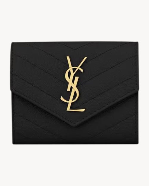 YSL SAINT LAURENT Cassandre Matelasse Compact Tri Fold Wallet | 圣罗兰 银包 (黑色) - LONDONKELLY 英国名牌代购