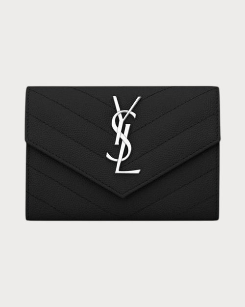 YSL SAINT LAURENT Small Envelope Wallet | 聖羅蘭 銀包 (黑色/銀扣) - LONDONKELLY 英國名牌代購