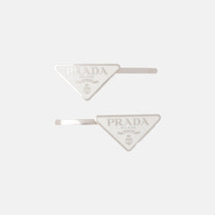 PRADA Metal Hair Clips | 普拉達 髮夾 (White)