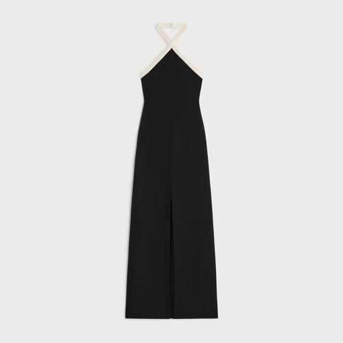 CELINE Column Dress in Satin-Lined Crepe Black | 賽琳 長裙 (黑白色)