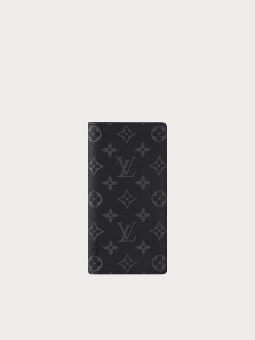 LOUIS VUITTON M61697 Men's Brazza Wallet Monogram Eclipse | Louis Vuitton Men's Long Silver Bag (Black)