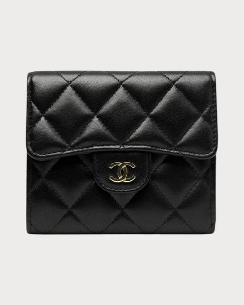 Chanel Classic Small Flap Wallet Lambskin & Gold Black AP0231