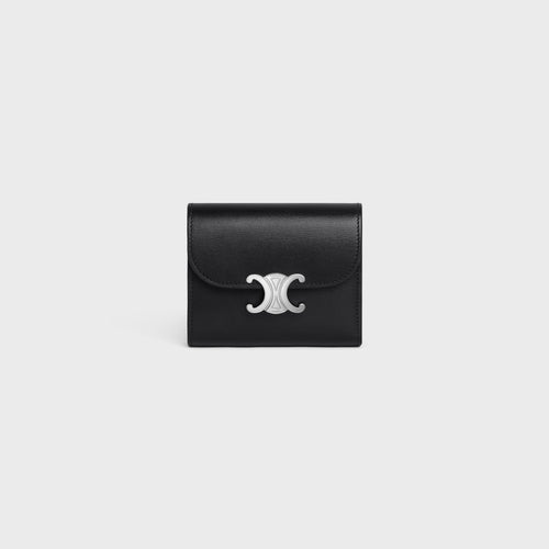 CELINE Small Wallet Triomphe Shiny Calfskin | Celine cowhide Arc de Triomphe wallet (multi-color)