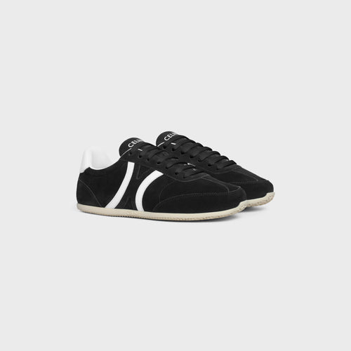 CELINE Jogger low lace-up sneaker with Triomphe in Suede Calfskin | 賽琳 麂皮小牛皮 Triomphe 慢跑低筒綁帶運動鞋（黑色）